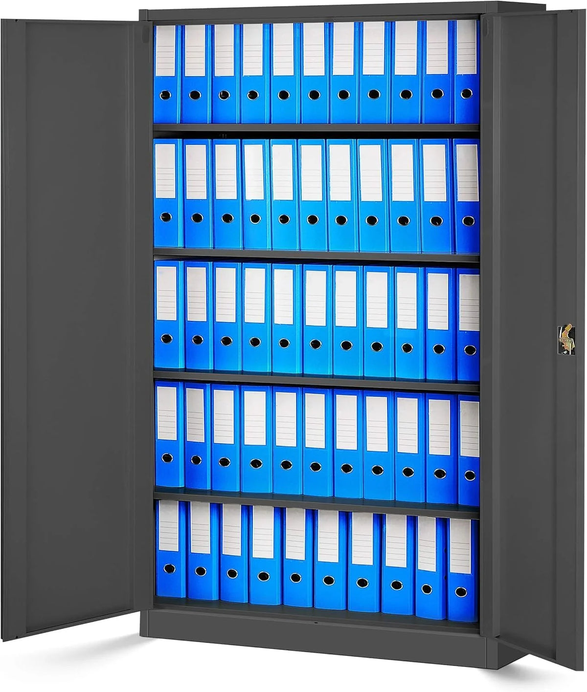 Jan Nowak Metallschrank Jan II 185 x 115 x 40 cm - Aktenschrank abschließbar mit 2 Türen. Mehrzweckschrank mit 5 Ebenen. Büroschrank aus Stahlschrank