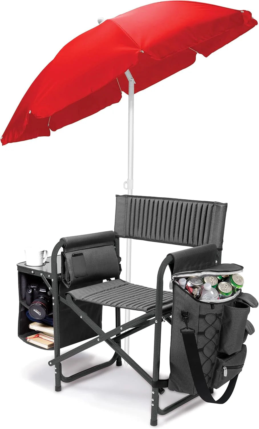 The Picnic Time brand's outdoor folding chairs with a unique design feature a grey base and a black frame. The dimensions are 33 x 7 x 21.