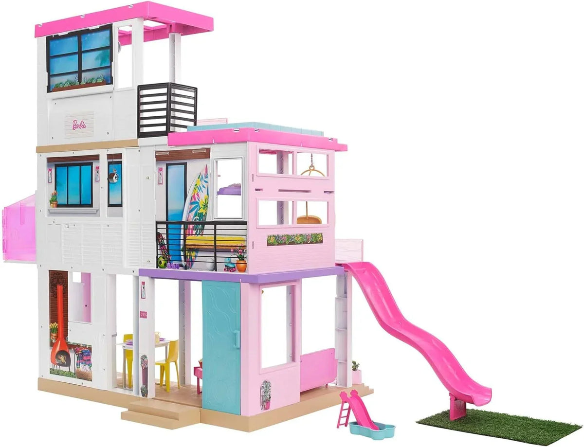 Barbie Casa de Muñecas Dreamhouse - con Piscina. Tobogán y Ascensor - Luces y Sonido - 75+ Piezas - 104 x 109 cm - Regalo para Niños de 3-7 Años.