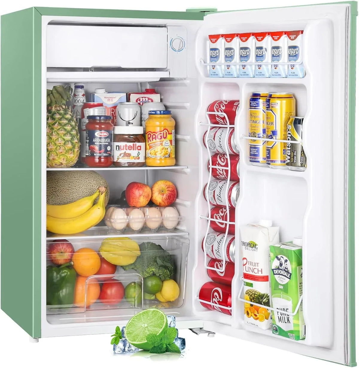 3.2 Cu.Ft Mini Fridge with Freezer – Single Door Compact Refrigerator for Dorm. Bedroom. or Office – Adjustable Thermostat. Black