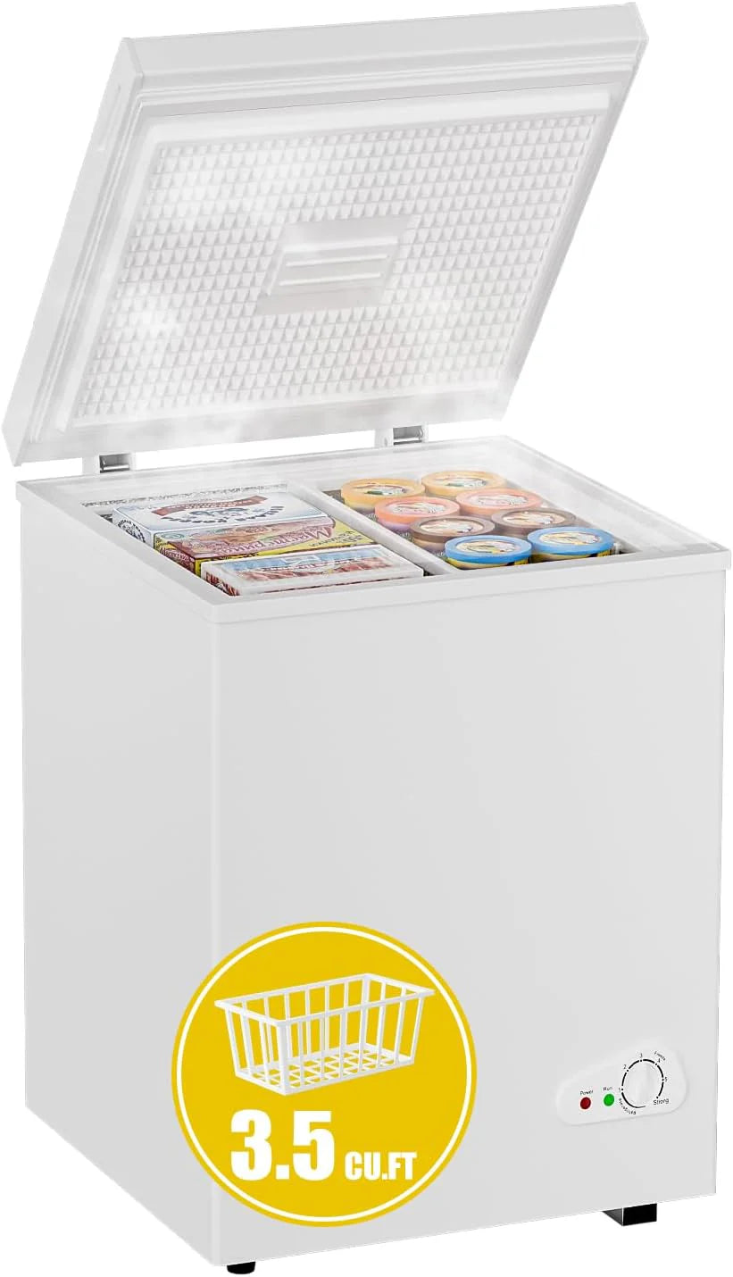 7.0 Cu Ft Chest Freezer - Energy Efficient & Quiet Mini Freezer with Adjustable Thermostat - Compact Deep Freezer for Home. Apartment. and Garage - Removable Basket & Defrost Drain