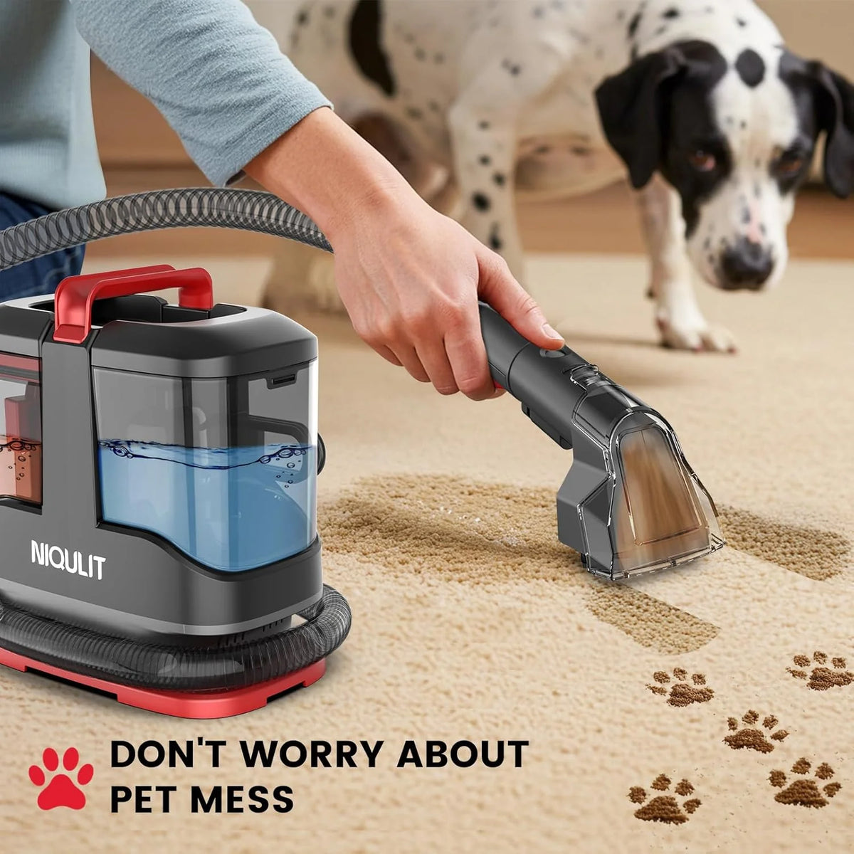 Portable Spot Cleaner Machine for Carpet and Upholstery. 15Kpa Powerful Suction for Pet Stain. Couche & Car. with Dual BrushHeads & Self-Cleaning System. Spot Cleaner for Area Rug. Stair and Furniture