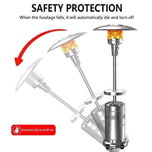 2-Pack 48.000 BTU Propane Patio Heaters with Wheels. Stainless Steel. Silver