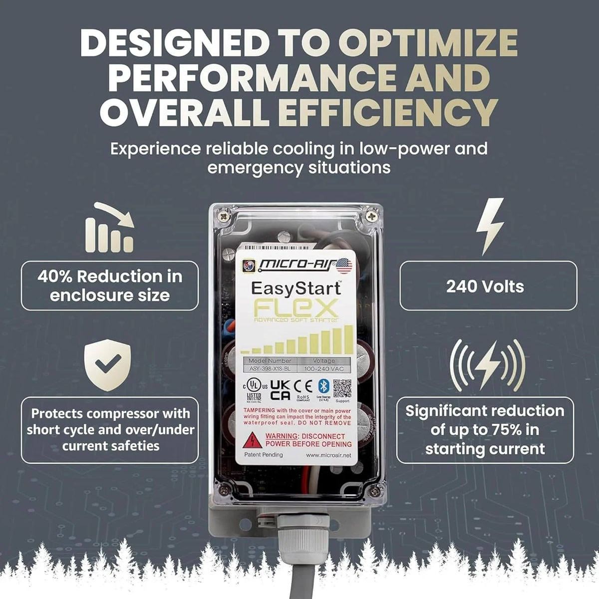 EasyStart FLEX 398 - Bluetooth Soft Start Kit for Home Air Conditioner. RV & Commercial Use. Works with Generators. Reduces Power Surge. Efficient Start-Up - Up to 6 Tons w/Installation Kit