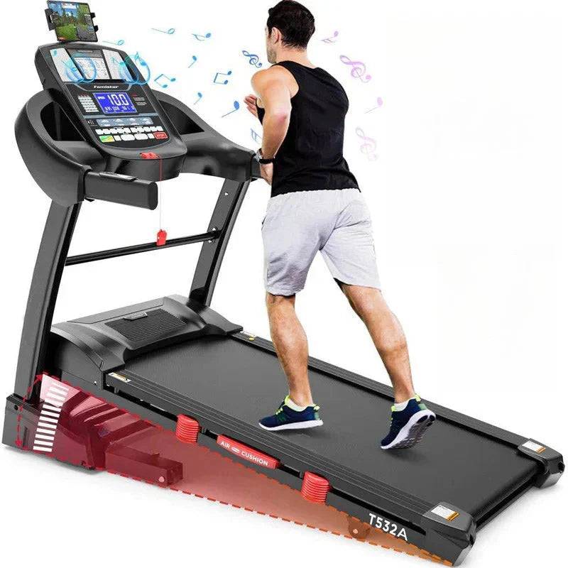 4.5 HP Foldable Treadmill with 15-Level Auto Incline. 10 MPH Speed. 300-Lb. Capacity