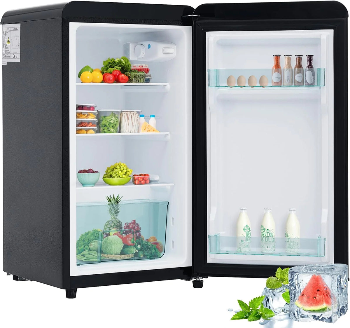 Merax Kühlschrank mit Gefrierfach. Kühl-Gefrierkombination. klein Kühlschrank mit 51L und Gefrierschrank 21L. Leise. LED. Glasablagen. Gemüsefach.