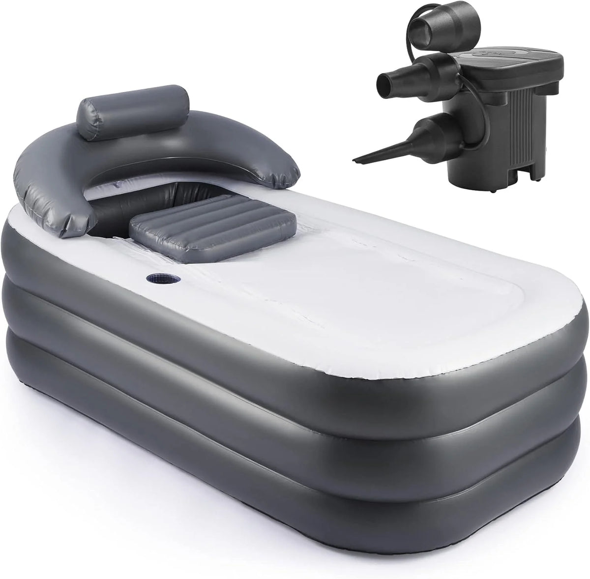 Inflatable Adult Bath Tub. Free-Standing Blow Up Bathtub with Foldable Portable Feature for Adult Spa with Electric Air Pump (High-Density PVC)
