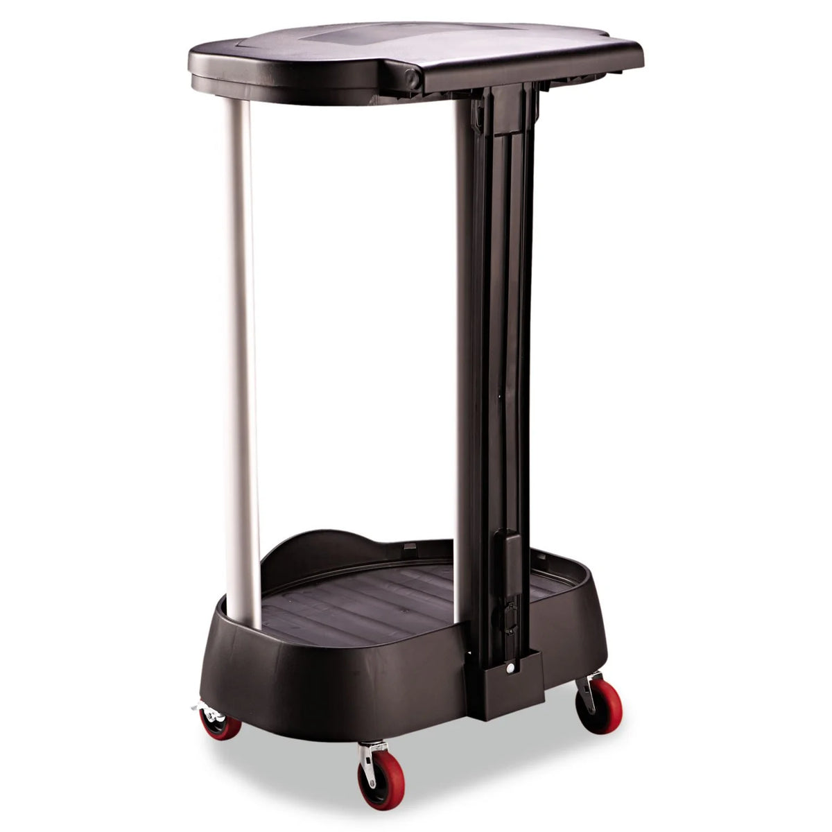 Administrative series floor-standing clothing storage basket / laundry basket. with front locking casters. capacity 30 gallons. black. without handle cover. suitable for hospitals / medical laboratories / commercial premises