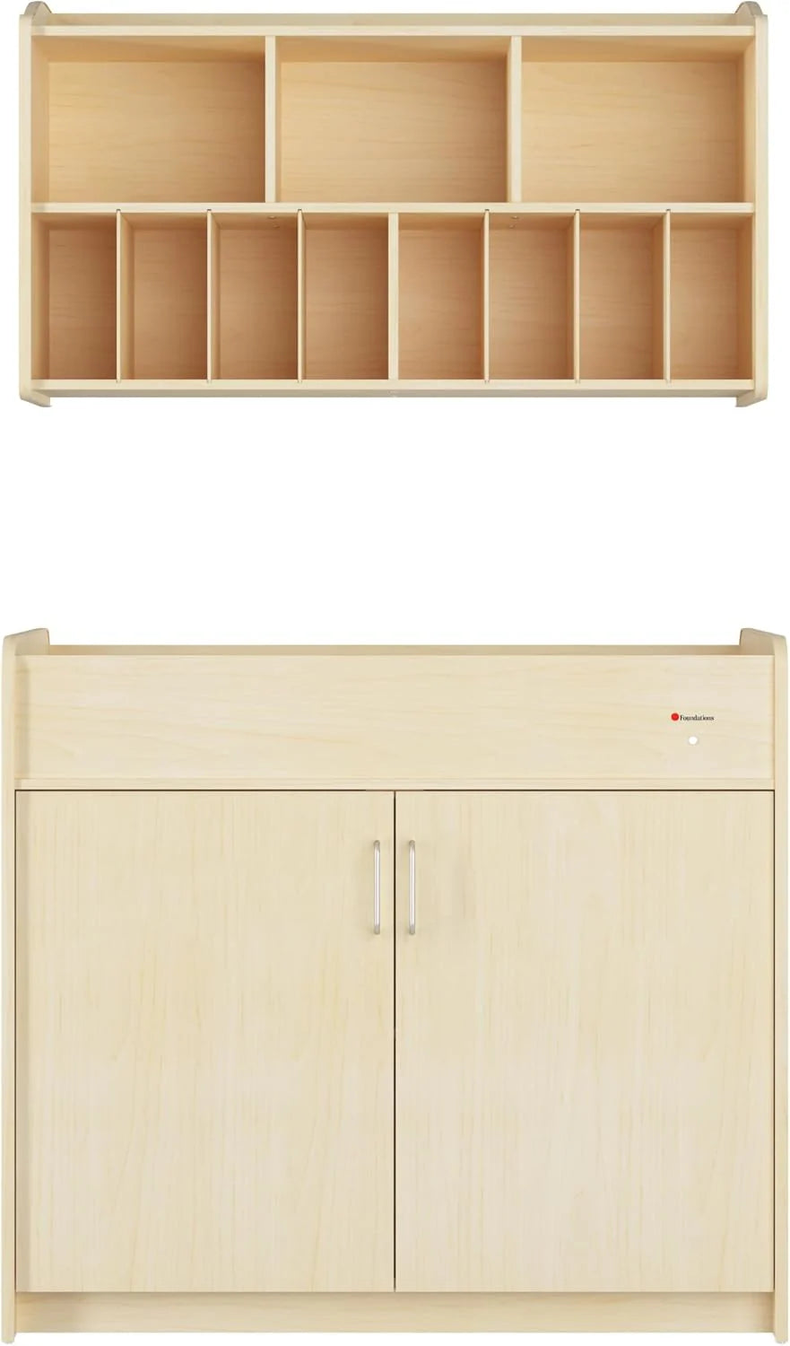 Foundations Wall- Mounted Diaper Organizer for Daycares. 3 Large & 8 Small Storage Compartments. Wood Construction. Maximum Durability