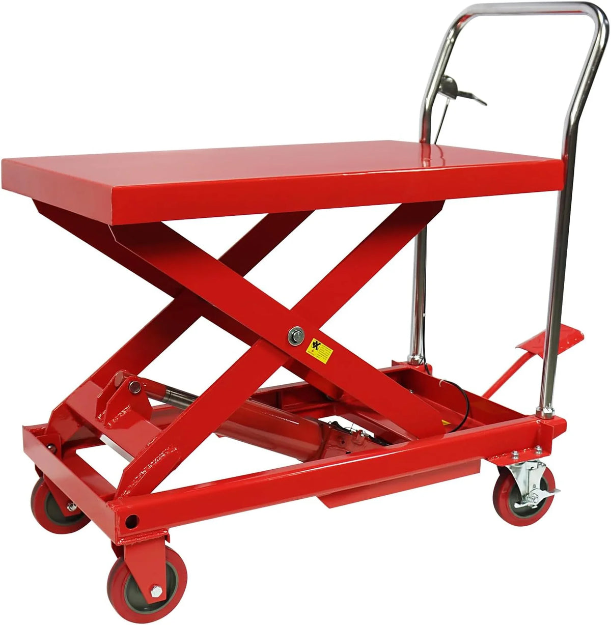 500LBS Hydraulic Lift Table Cart. 30 Lifting Height.. Double Scissor Lift Table with 4 Wheels and Non-Slip Pad. Hydraulic Scissor Lift Table for Material Handling and Transportation