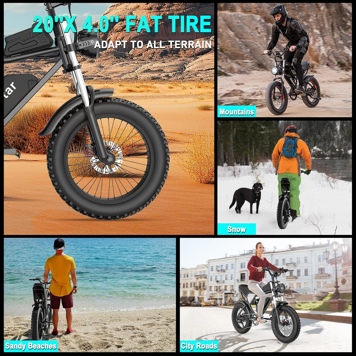 Electric Bike Q20. 2000W. 52V. 30-180 Miles All-Terrain Fat Tire E-Bike for Adults