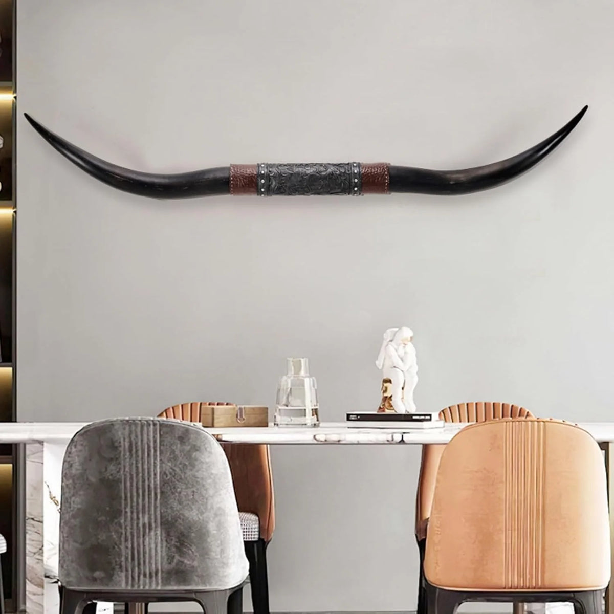 70 Long Horn Bull Horns. Longhorn Skull Wall Decor. Faux Taxidermy. Rustic Animal Head Wall Art. Living Room Decor
