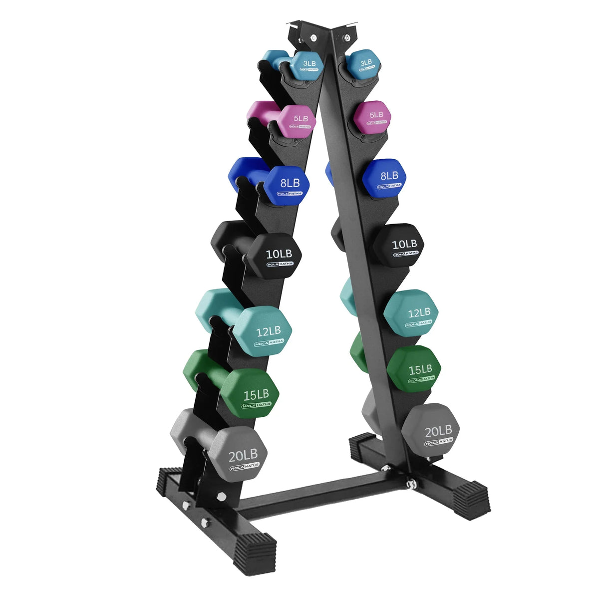146-Pound Neoprene Dumbbell Set with Storage Rack. Full Body Strength Training Weight Set for Home Gym and Fitness Workouts