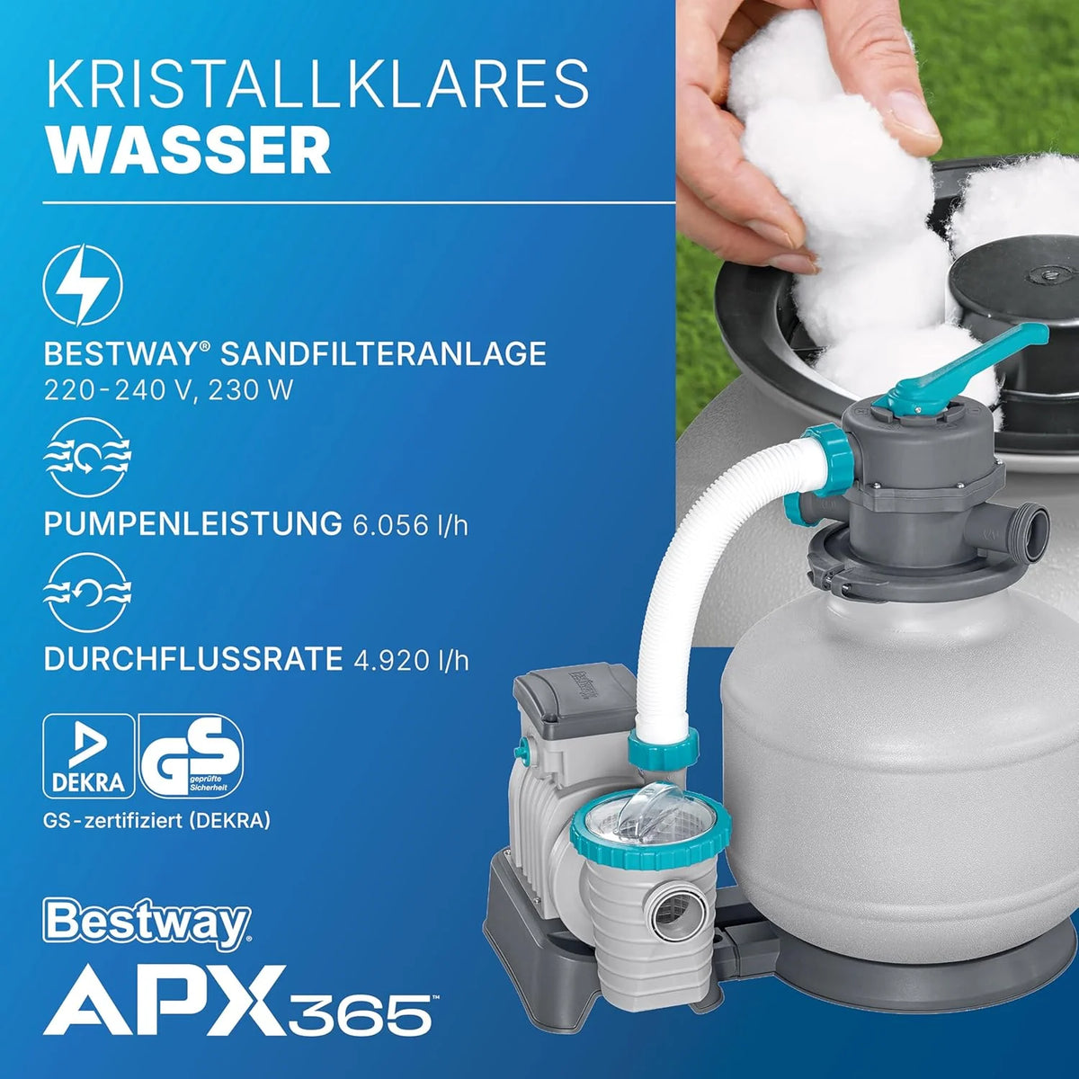 Bestway APX365 Winterfestes Frame Pool Set. Sandfilteranlage. 549 x 274 x 132 cm. 16.477 L. Stahlrahmen. Polar-Shield. Dunkle Marmor-Optik.