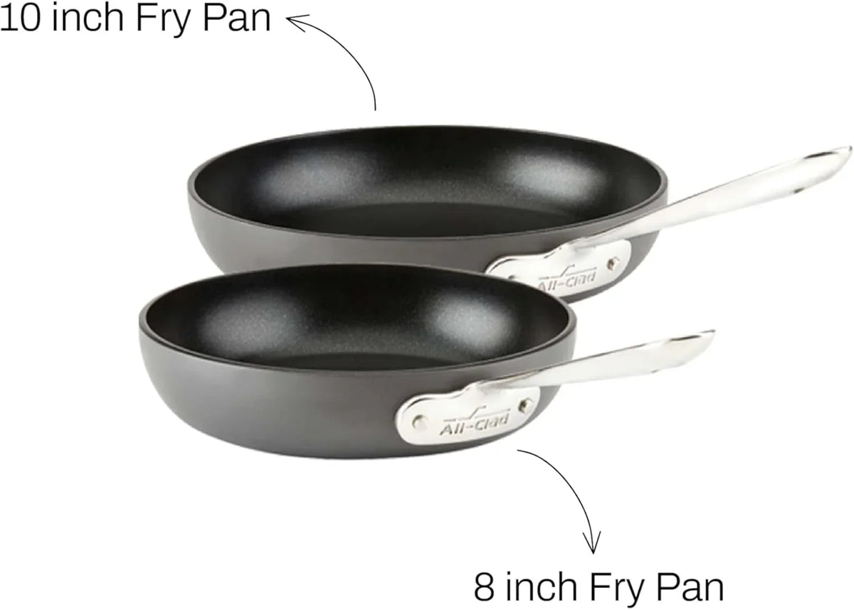 2 Piece Hard Anodized Nonstick Fry Pan Set. Durable Aluminum Skillet Cookware Set for Kitchen Cooking