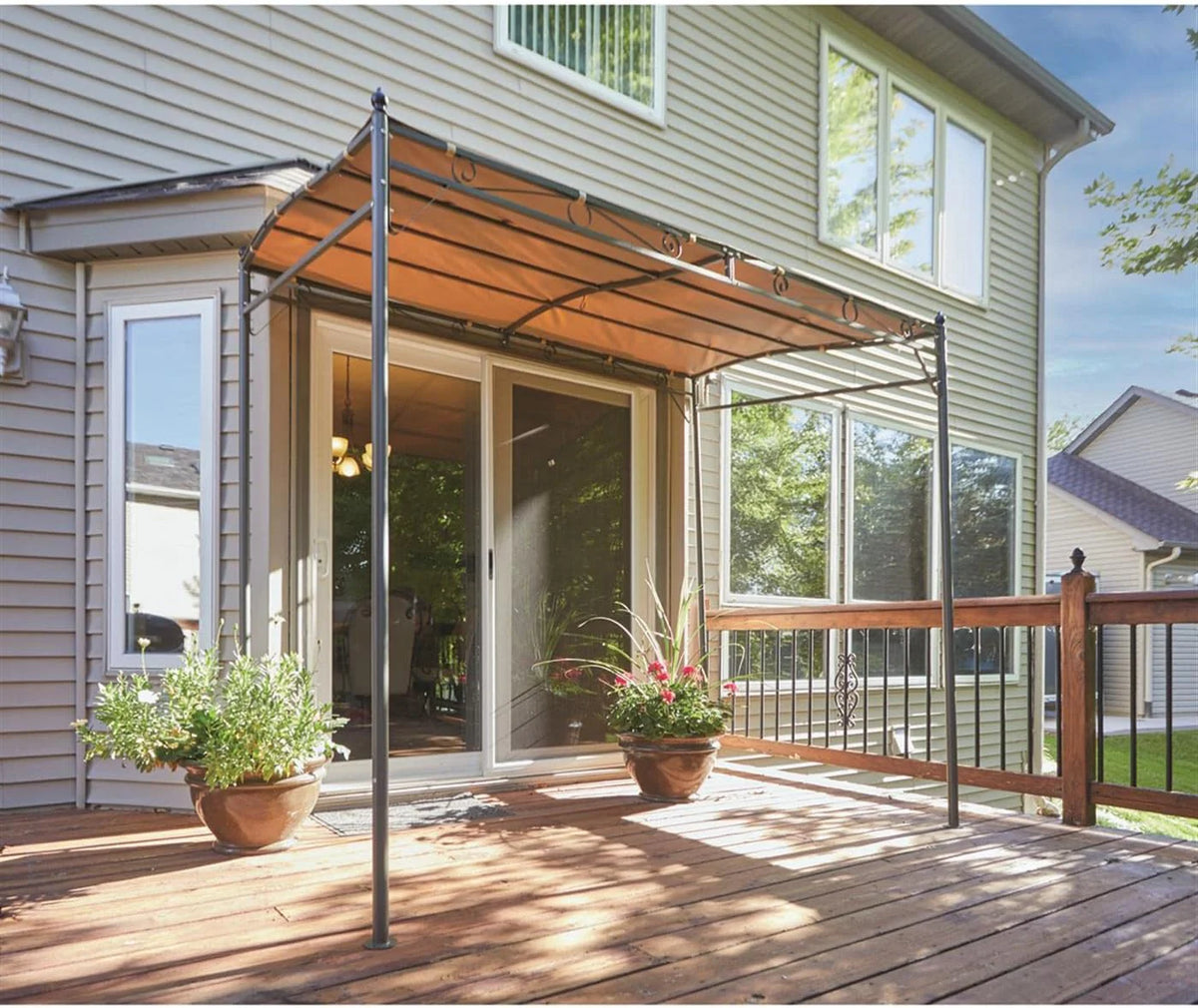 Small pergola 5 feet x 8 feet sunshade tent instant shelter outdoor awning suitable for patios. backyards. gardens. barbecue areas. and sunbathing.