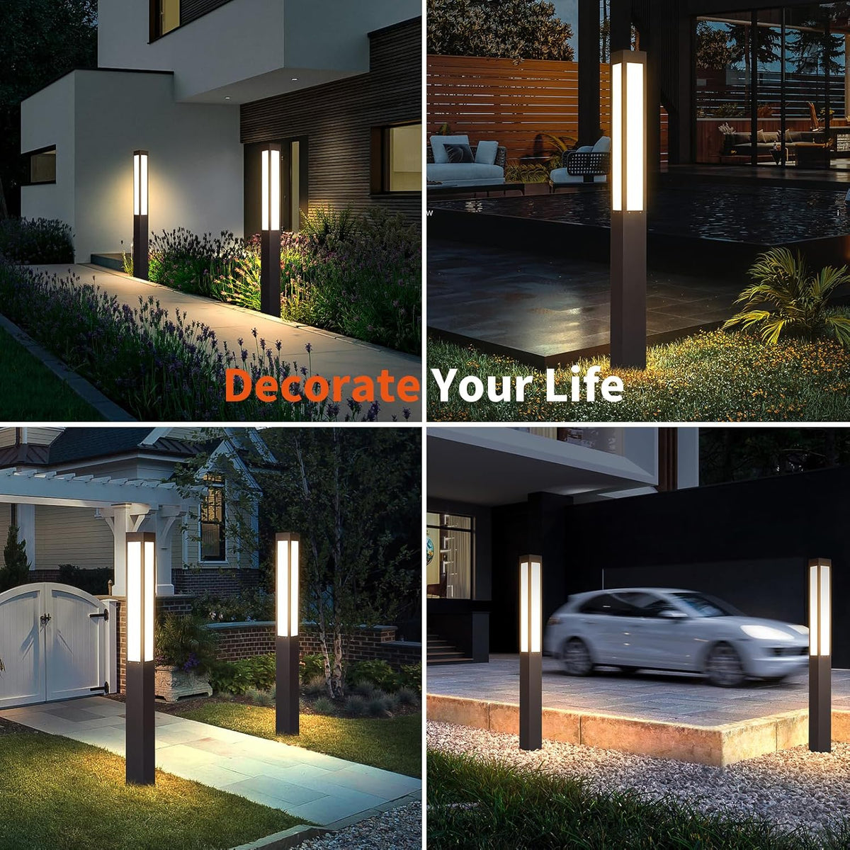 Pathway Lights. Landscape Path Light 71 Inches Outdoor Floor Lamp Modern Bollard Lighting High Voltage Walkway Driveway Light Aluminum IP54 Waterproof LED for Lawn Garden Patio Yard Decoration