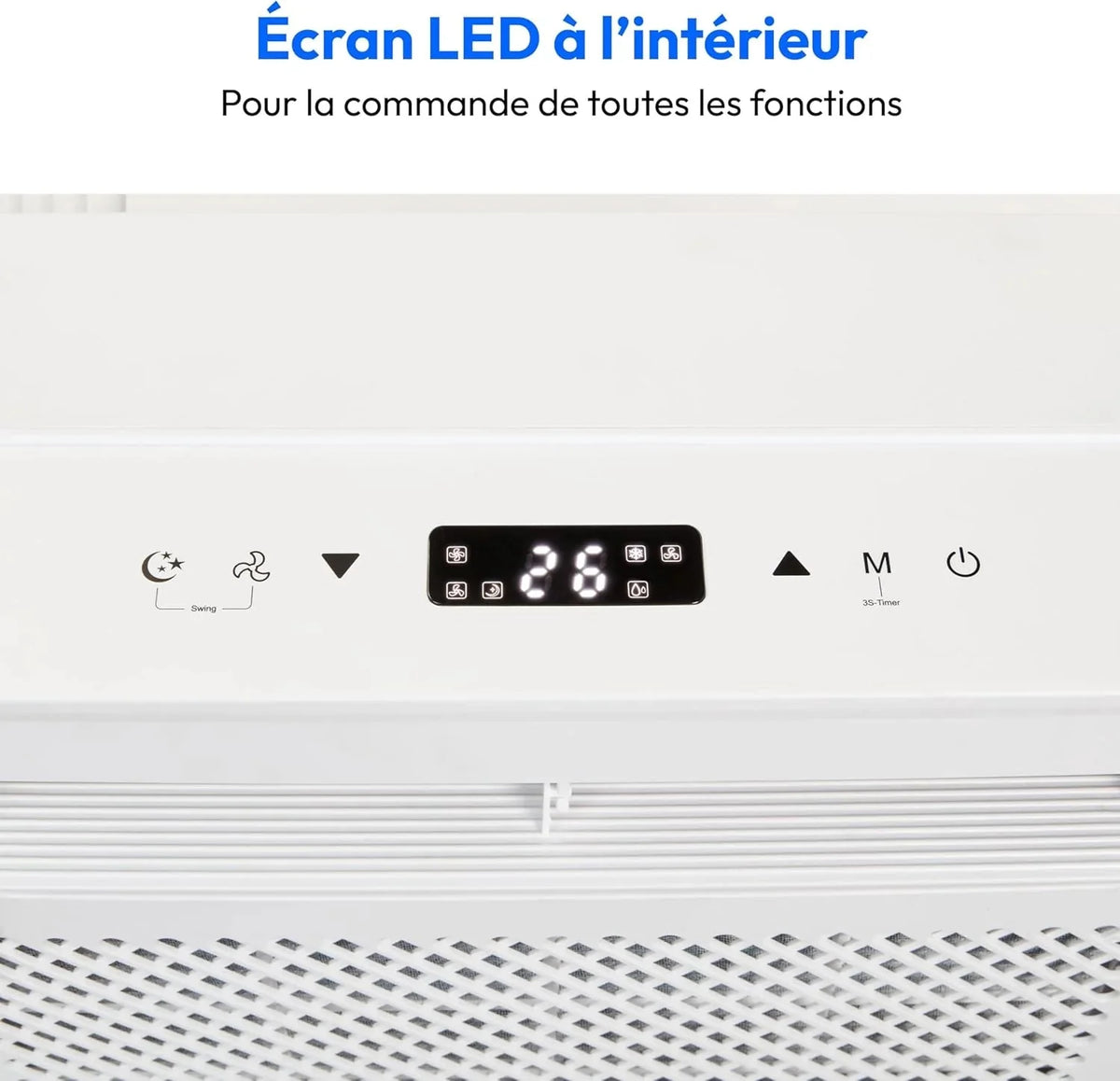 MEDION Smart Climatiseur Split P502 (5000 BTU. 3-en-1. Refroidir. Déshumidification. Ventilation. pour caravane. camping-car. kit de joint de fenêtre.