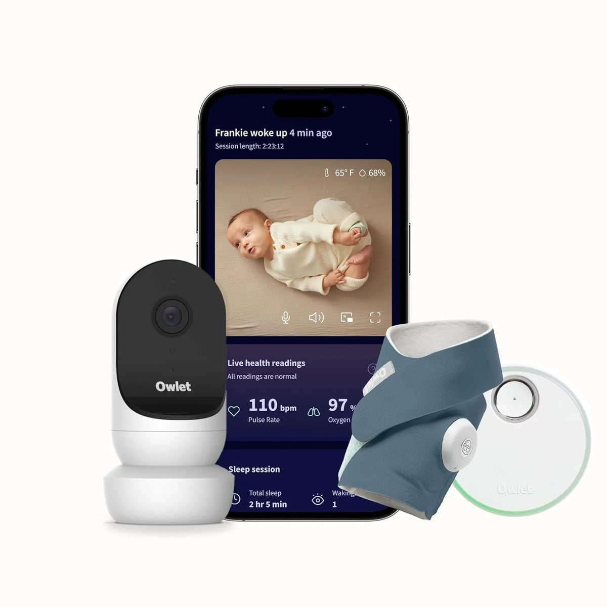 Two-channel camera tracking and notification function. which can monitor the baby's heart rate and blood oxygen level in real time. and display the results in 1080p high-definition through WiFi video for viewing.