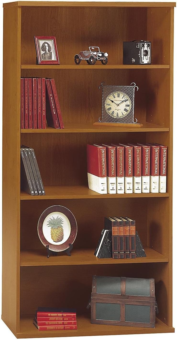 Bush Business Furniture Series C Tall 5 Shelf Bookcase in Mocha Cherry. Large Bookshelf for Home and Professional Office