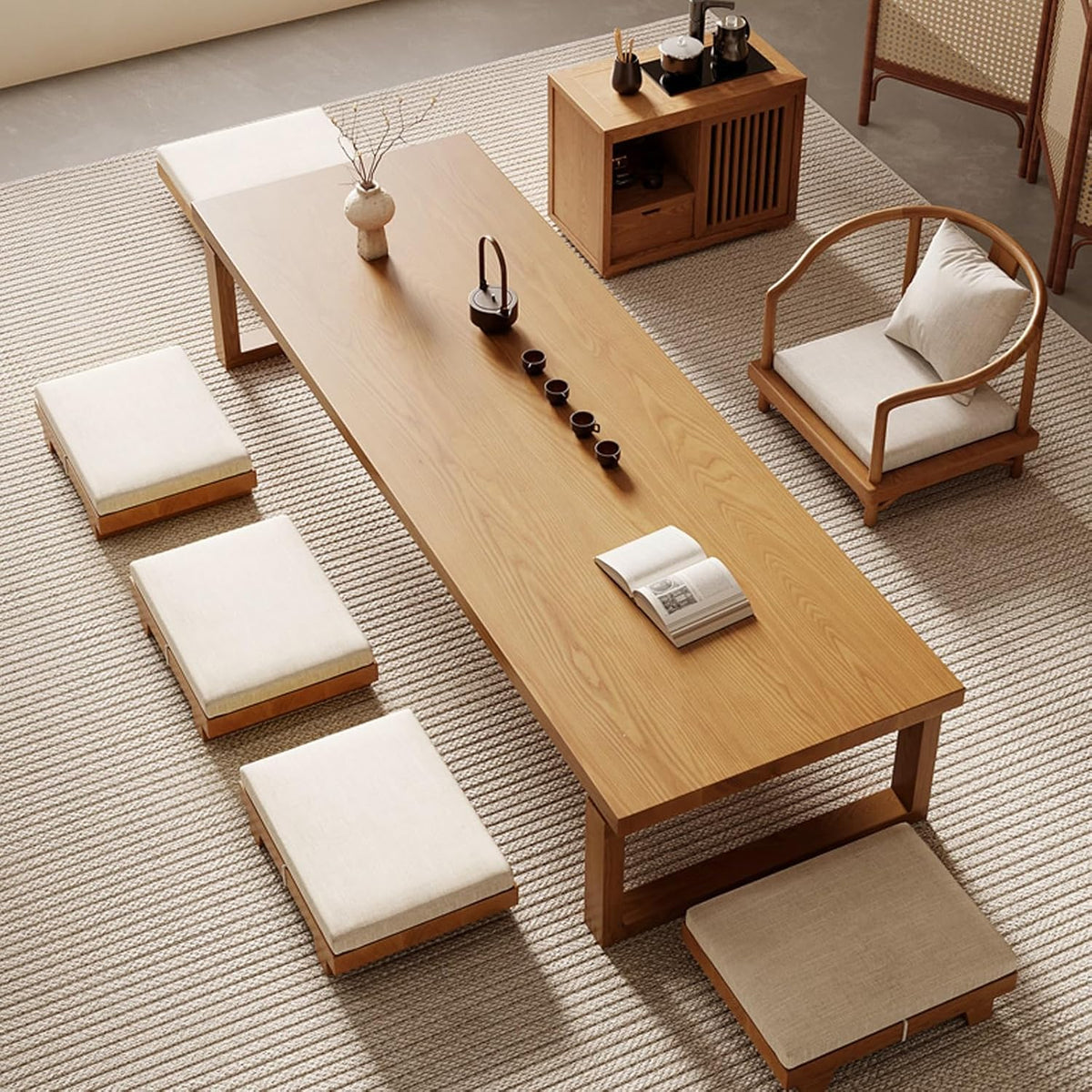 Japanese tatami coffee table.round wood coffee table.wooden coffee table living room.Japanese floor table .tea table.tatami table.low table for sitting on the floor.Walnut coffee table(100cm/39.3in)