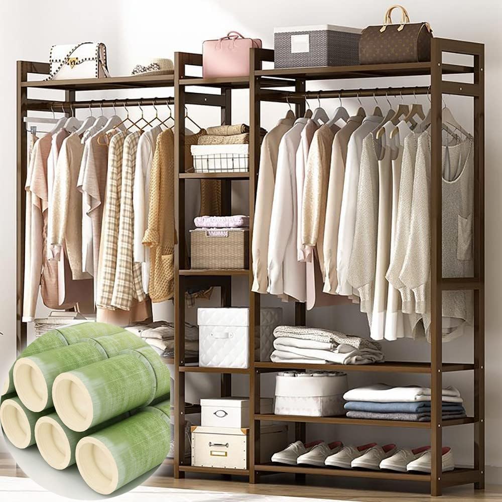 Floor-Standing Solid Wood Rotating Coat Rack .Portable Bamboo Clothes Rack - Versatile Closet Organizer with Storage Shelves and Compartments for Bedroom. Entryway. or Living Room - Stylish a