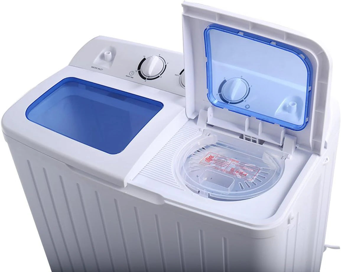 Portable mini compact two-cylinder washing machine (17.6 pounds) - Spanish model. rotary type. blue + white