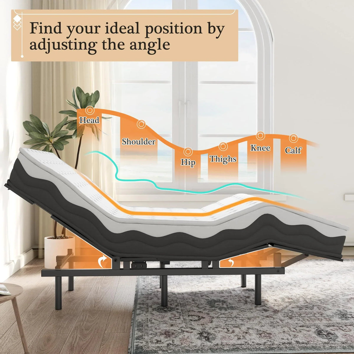 Adjustable Bed Frame -Wireless Remote -Memory Function -Adjustable Bed Base -Head and Foot Lift Incline -Zero Gravity -Quiet Motorfor Lying Down.