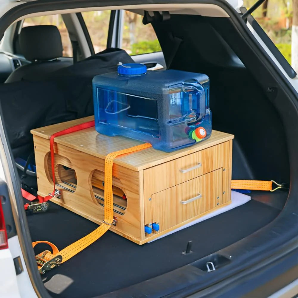 Ultimate Land Kitchen - A camping kitchen kit that combines functions of washing. chopping and cooking - Can be assembled in just 30 seconds - Perfect for land expeditions!