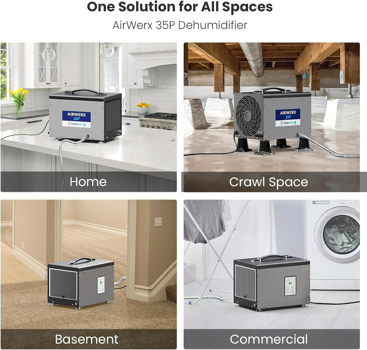 Galon dehumidifier. a drain-equipped basement dehumidifier for commercial. garage. and kitchen use. compact design. automatic defrosting. memory start function. suitable for 1200 square feet of space.