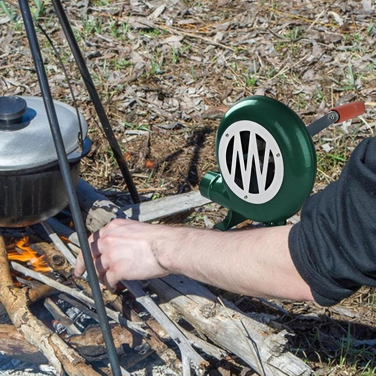 Blower Popcorn Fan. Manual BBQ Forge Air Blower with Hand Crank for Camping Picnic Outdoor - 80W-350W(150W)