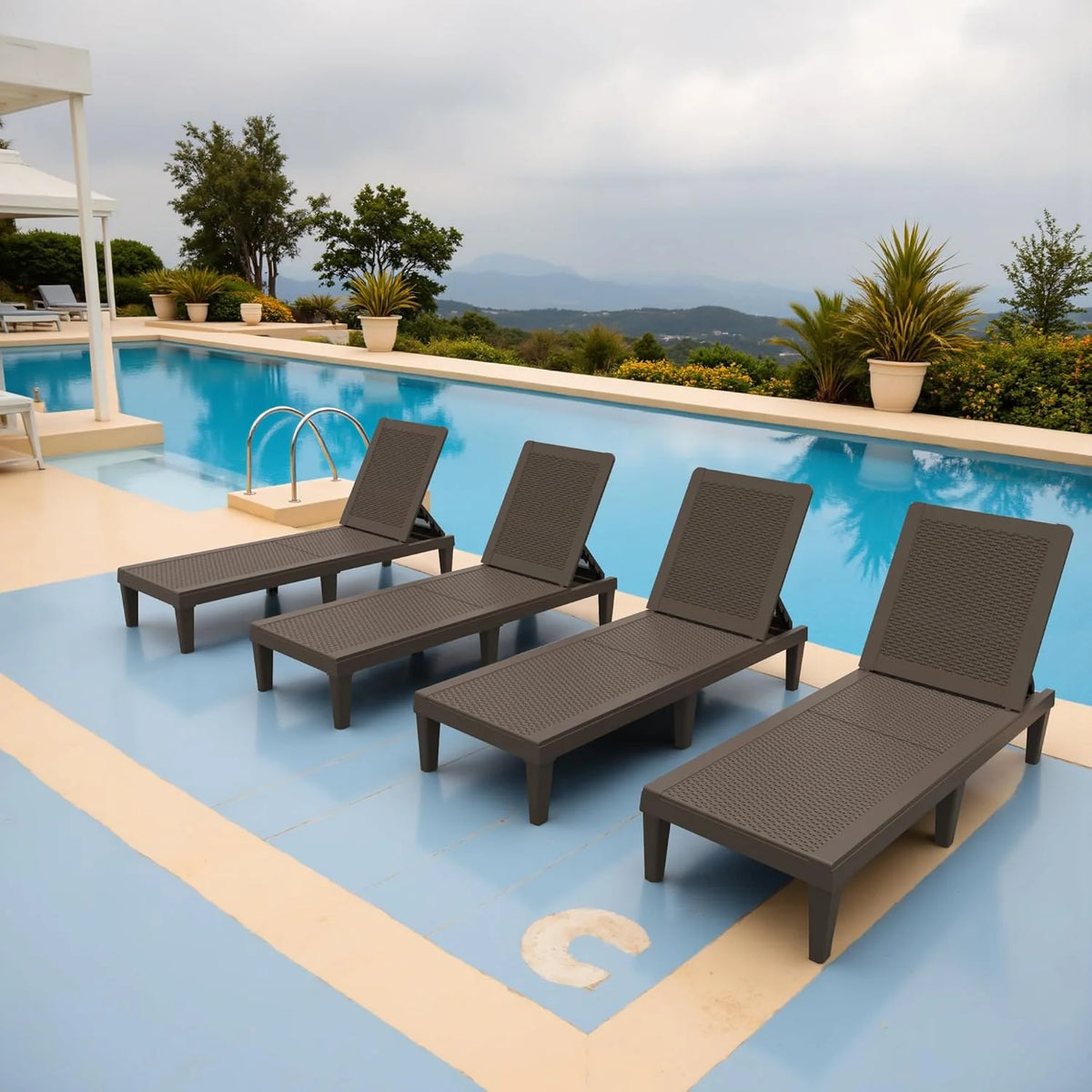 Outdoor Chaise Lounge Chair Set of 2 for Patio Poolside. Waterproof & Adjustable & Easy Assembly Sun Lounger for Outside Deck. Pool. Beach. Black