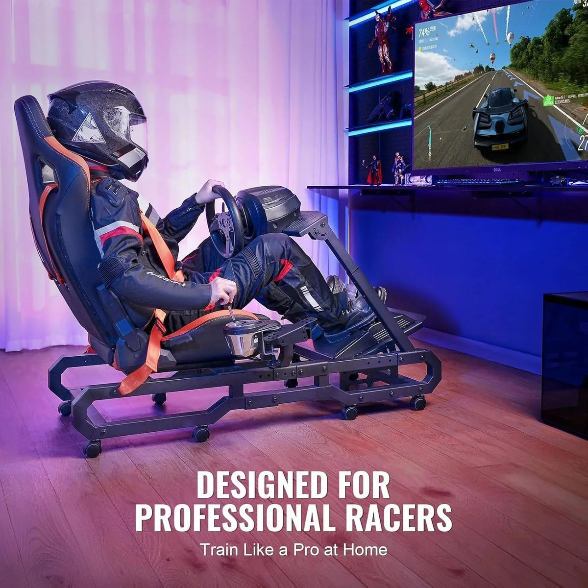 Soporte para Volante de Carreras VEVOR con Ruedas para Logitech G923/G920/G29. Cabina de simulador de conducción de Acero Resistente. Thrustmaster