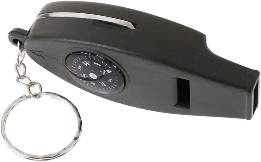 Multifunctional 4 In1 Compass Thermometer Whistle Magnifier for Traveling Camping Hiking Climbing Outdoor Sports