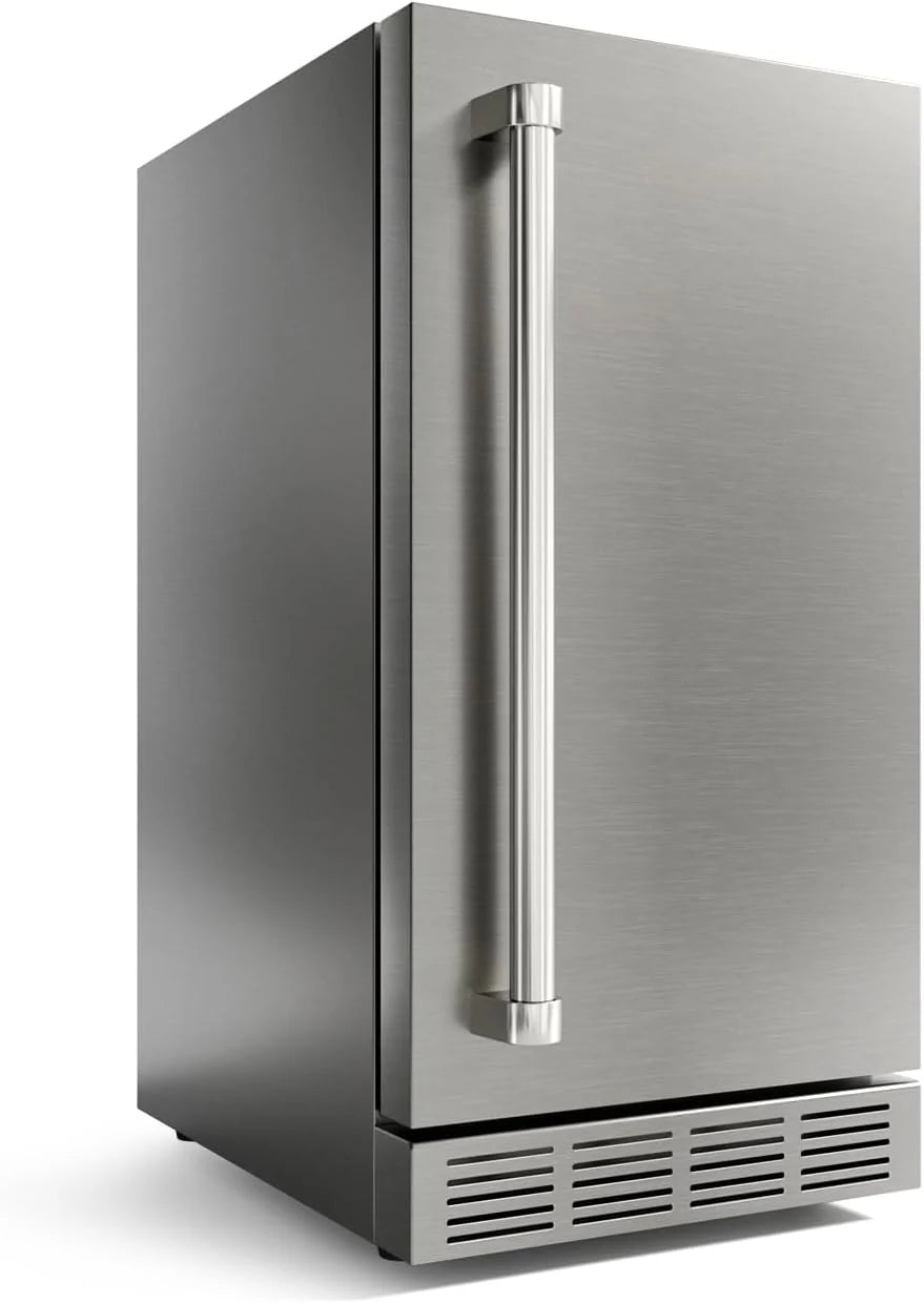 15 Inch Outdoor Refrigerator. Weather Proof Stainless Steel Beverage Beer Cooler Under Counter Fridge. Indoor/Outdoor Refrigerator with 3 Shelves for Patio Kitchen and Commercial Use