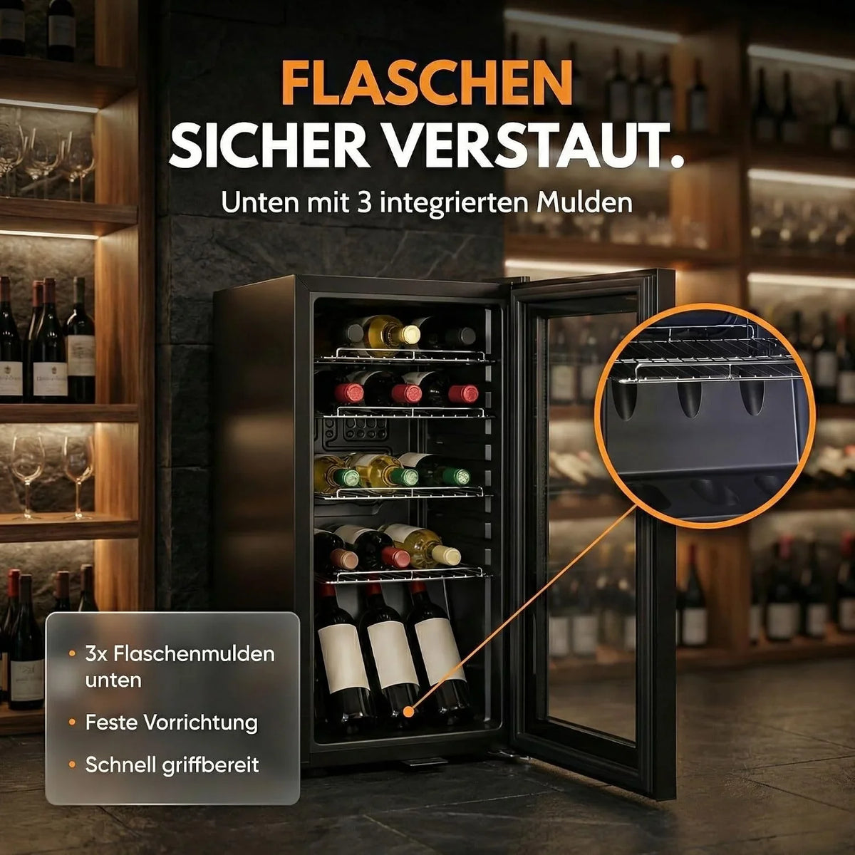 Sommertal Getränkekühlschrank 50L – Mini Kühlschrank schwarz mit Glastür. Touchscreen & LED | Kleiner Flaschenkühlschrank abschließbar & leise für