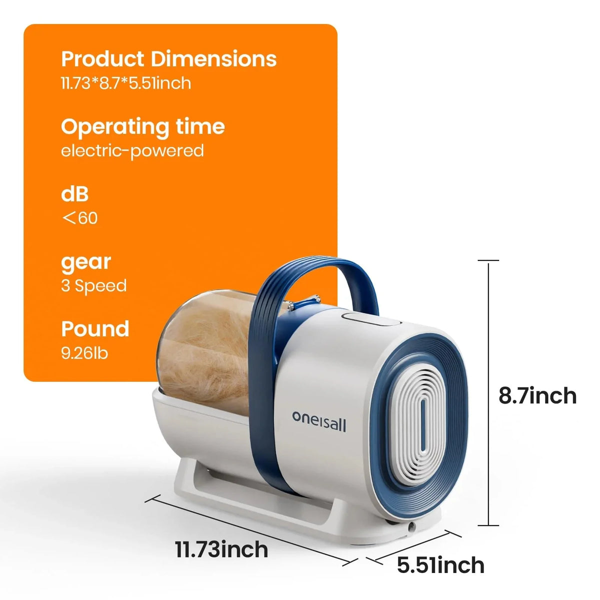 3-in-1 Dog Grooming Vacuum Kit with Clipper and Nail Grinder. Pet Hair Trimmer and Grooming Tool Set