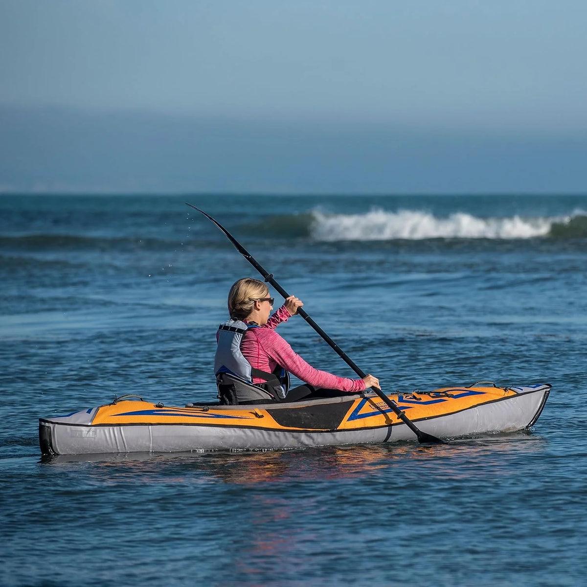 Advanced frame sport inflatable kayak - Lightweight day hiking kayak. equipped with a backpack and an inflation pump - 10 feet 5 inches - 26 pounds - Orange