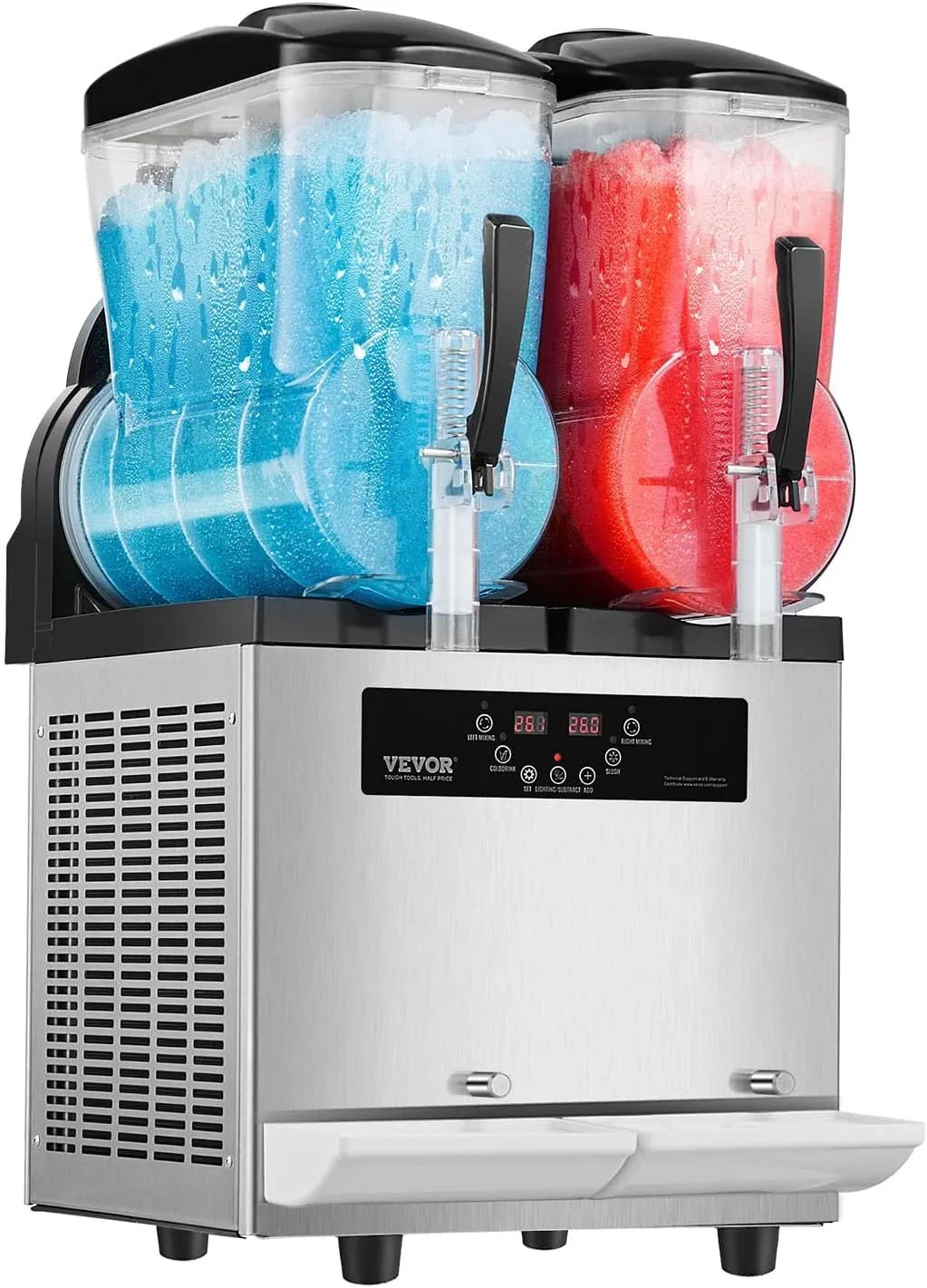 VEVOR kommerzielle Slusheis Maschine 12 L x 2 Doppeltank-Maschine für gefrorene Getränke. 96 Tassen Edelstahl Slush-Eis-Maschine mit Tastenfeld