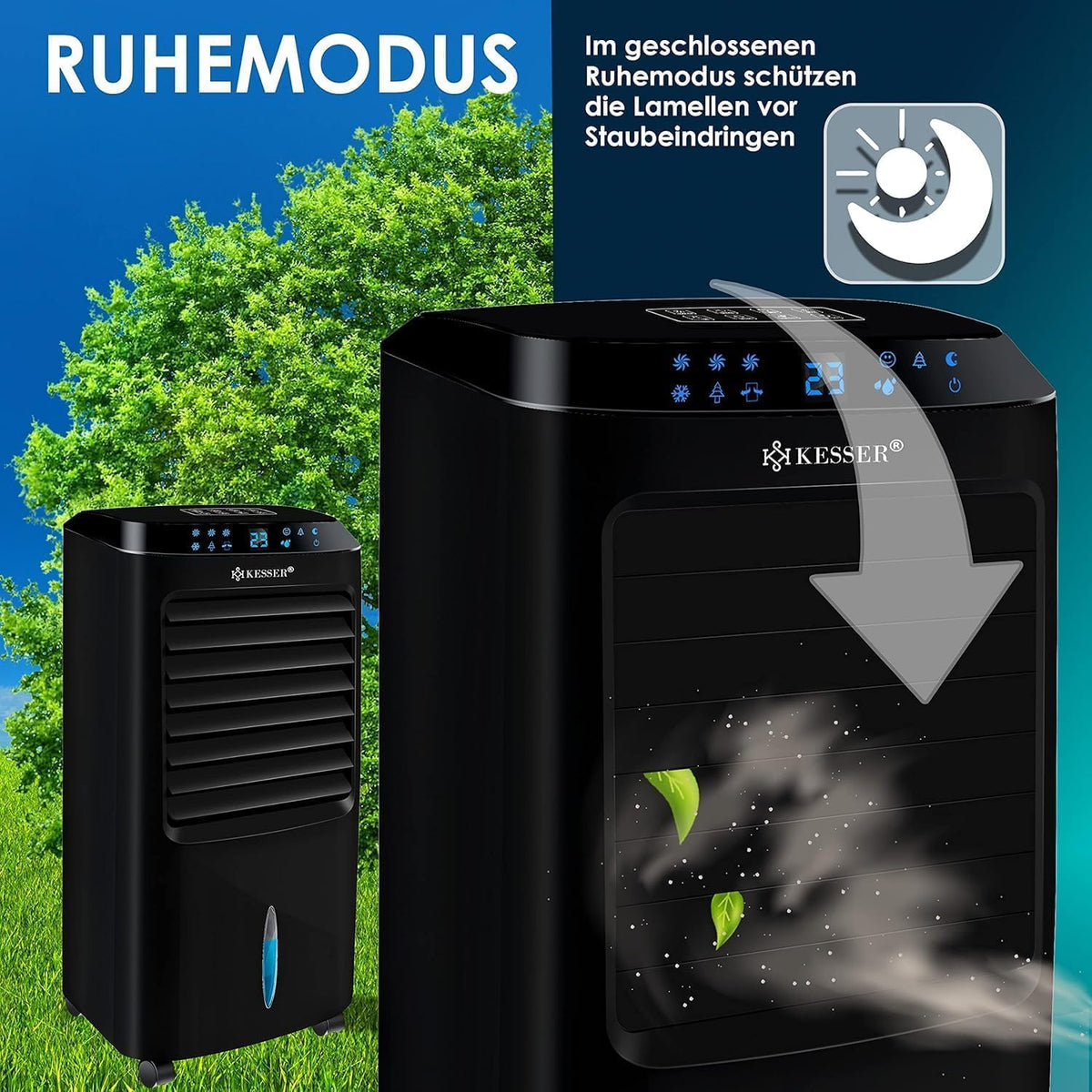 KESSER Mobile Klimaanlage 4in1 Luftkühler – Air Cooler mit Fernbedienung & Timer. 10L Wassertank. Ionisator & Luftbefeuchter. Ventilator Klimagerät