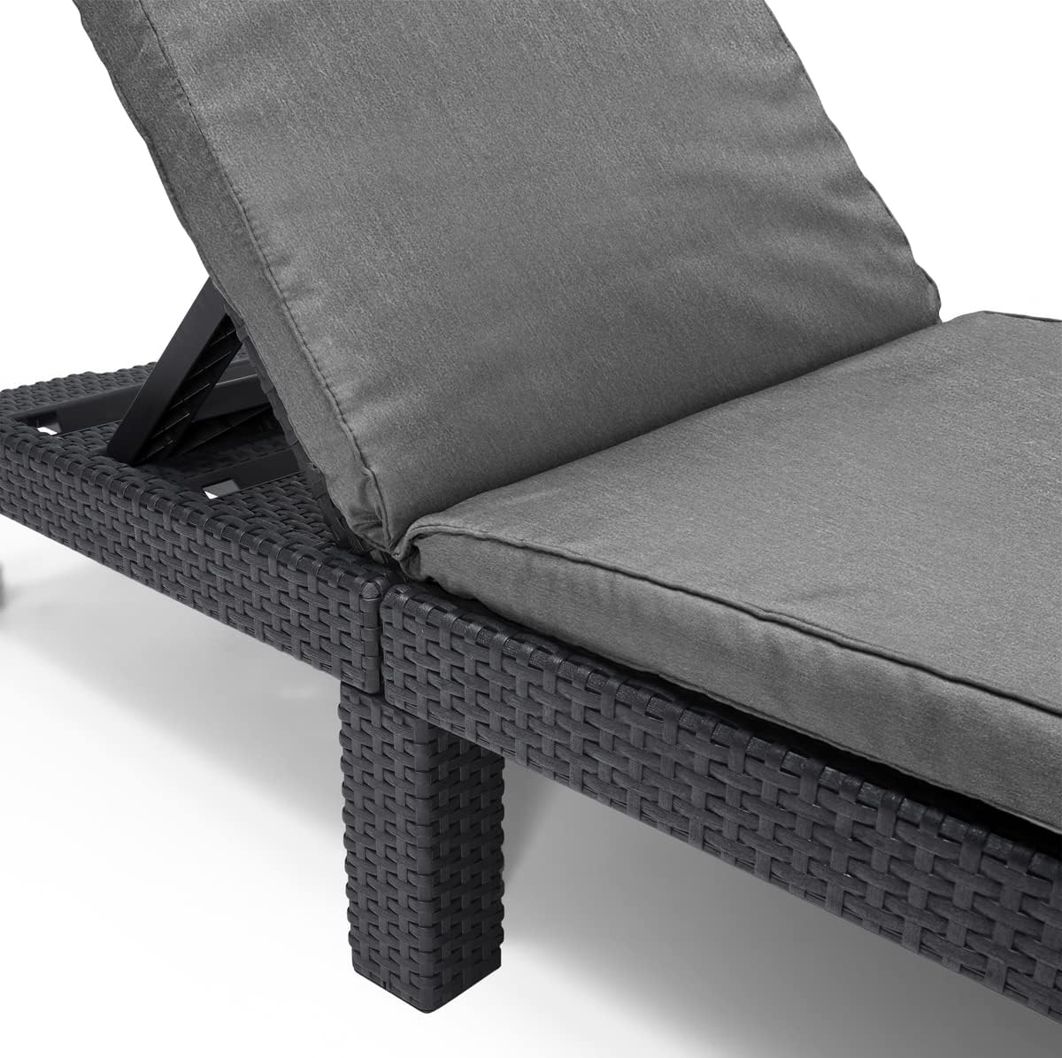 Allibert by Keter Daytona Deluxe Sonnenliege für Garten. Terrasse & Balkon mit verstellbarem Kopfteil. grau. inkl. Auflage. Gartenliege aus Kunststoff