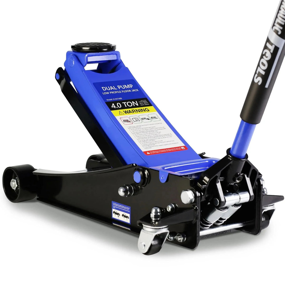 4-Ton Low-Profile Floor Jack with Dual Pump Pistons. 4-21 Lift Range. 8.000-Lb. Capacity