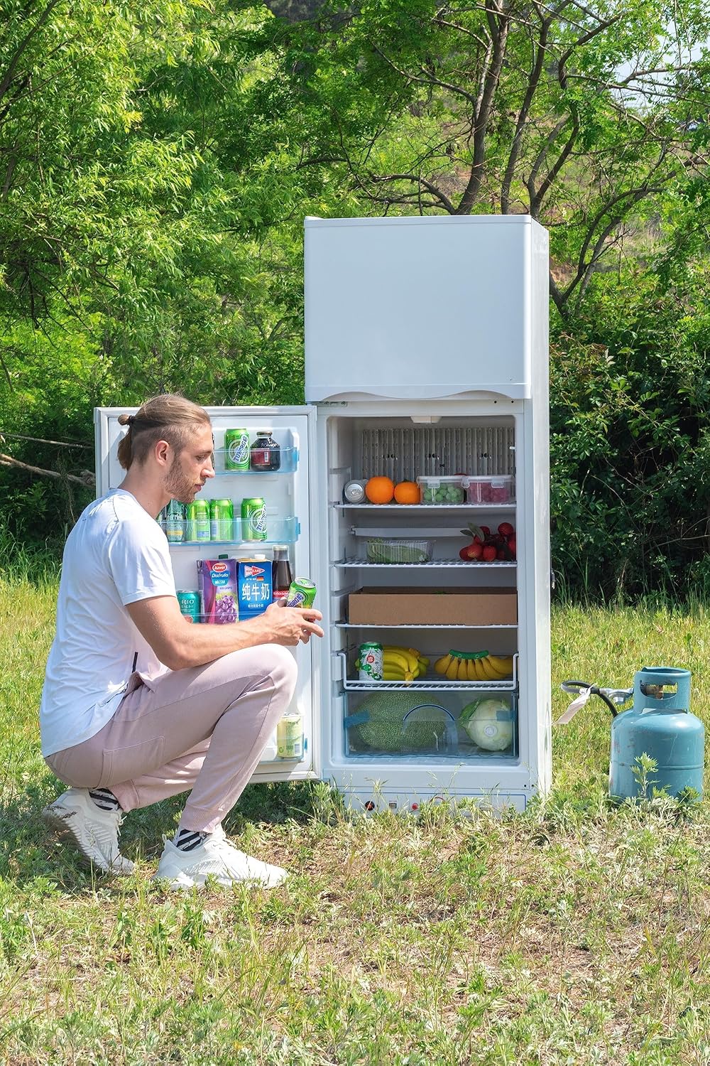 SMETA Nevera Gas con Congelador. 265L (203L+62L). 220V. Refrigerador Congelador Combinado. Refrigerador Camping Gas para Autocaravana. Garaje.