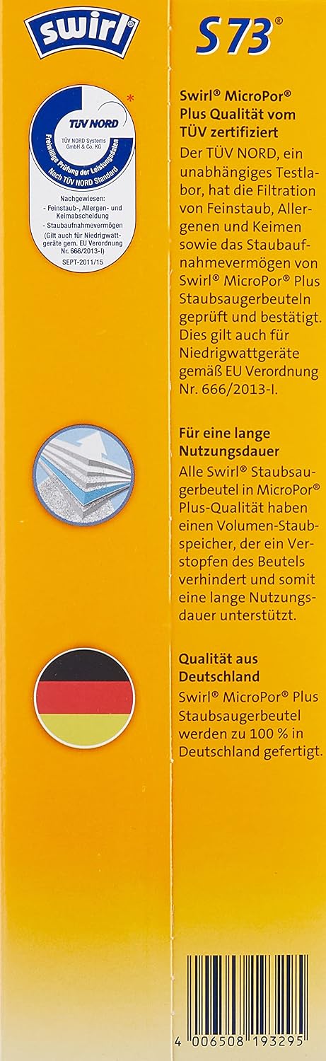 Siemens Staubsauger mit Beutel Q5.0 Extreme silencePower VSQ5X1230. Bodenstaubsauger. 850 W. schwarz & Swirl S 73 MicroPor Plus Staubsaugerbeutel. 4