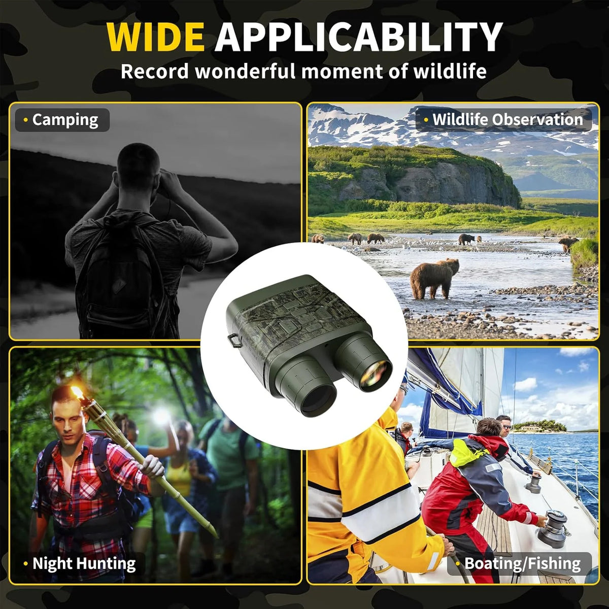 Night Vision Goggles - 4K Night Vision Binoculars with 5000mAh Rechargeable Battery. 32GB TF Card can Save Photo and Video. 3'' HD Screen for Camping & Security. Black