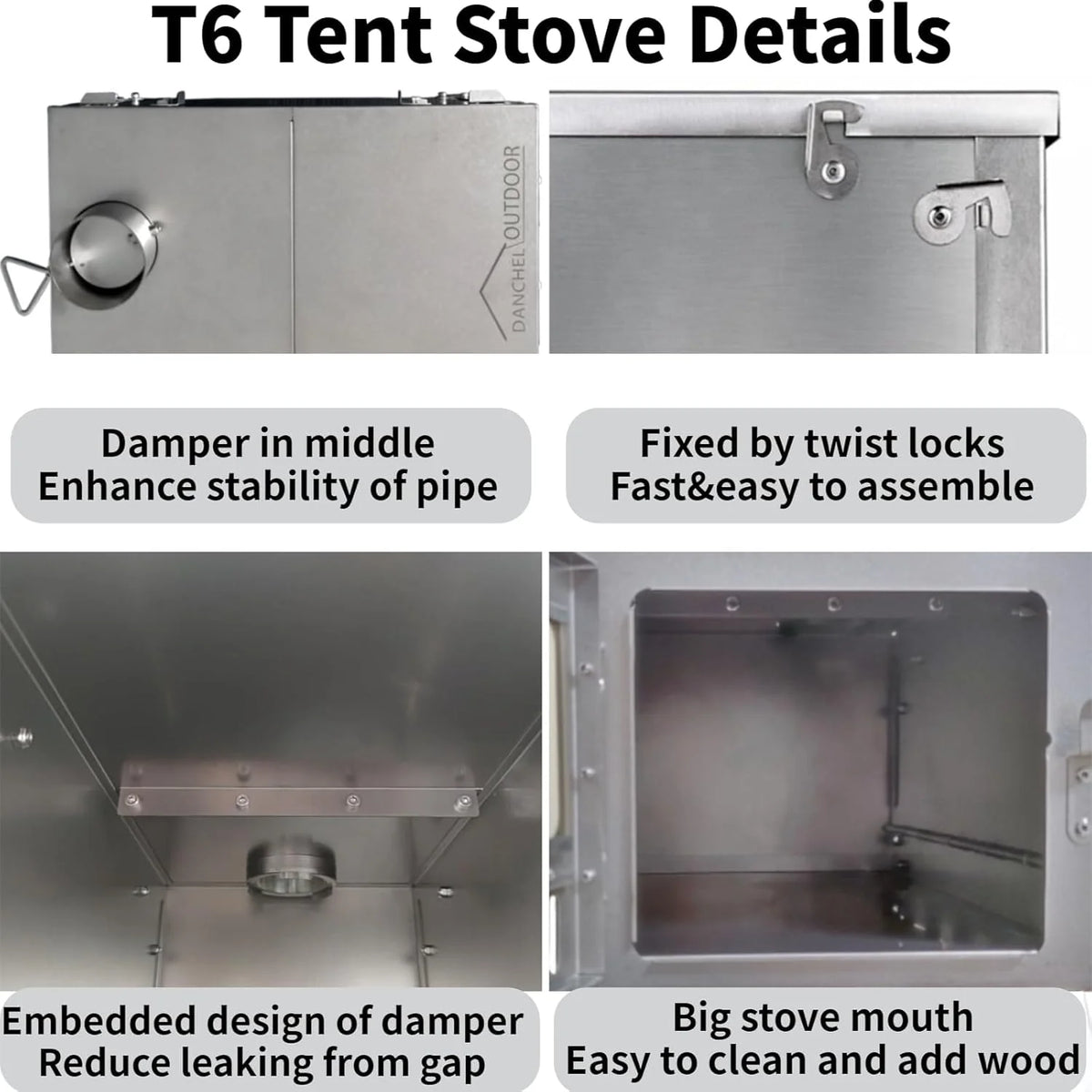 Titanium alloy tent wood stove for camping. 2 kilograms. foldable. lightweight and compact portable heat tent stove. comes with a 2.2-meter chimney. suitable for winter backpacking camping.