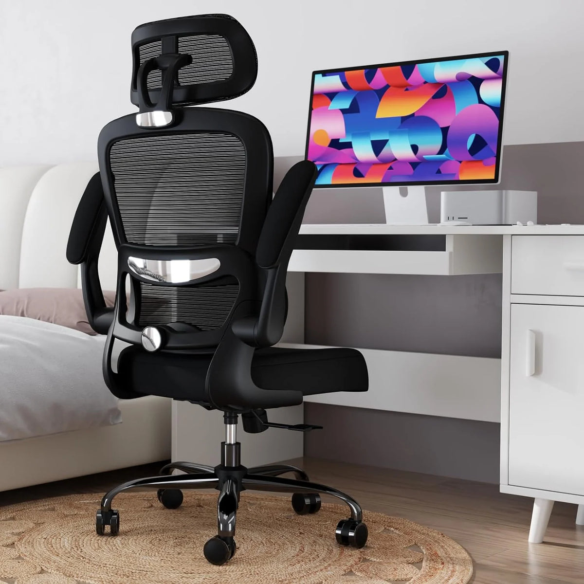 Office Chair Ergonomic Desk Chair. 330 LBS Home Mesh Office Desk Chairs with Wheels. Comfortable Gaming Chair. High Back Office Chair for Long Hours. Office Chair for Study and Work (Grey)