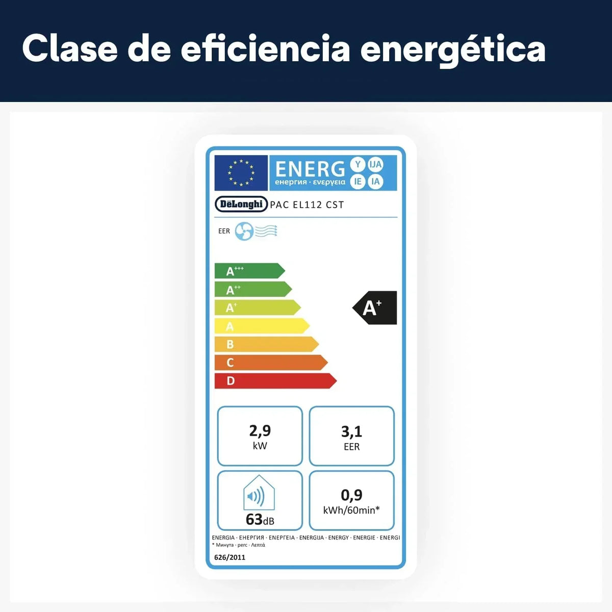 Pingüino PACEL112 Silent Aire Acondicionado Portátil Silencioso con Tecnología Eco Real Feel y Cool Surround. Función Deshumidificadora. 2.9 kW. 63 dB