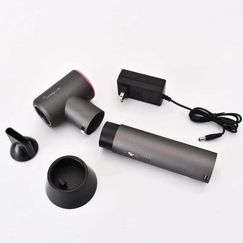 Anion Hair Dryer. Hot Air and Cold Air Available Negative Ion Cordless Hair Blower USB Output As Power Bank for Digital Charging Smart Battery Indicator Travel Hair Blower