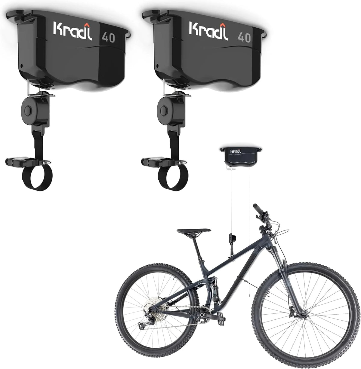 Wall-mounted bicycle lifting frame and storage rack. A bicycle storage and lifting frame that does not require electricity. nor clumsy ropes or pulleys.
